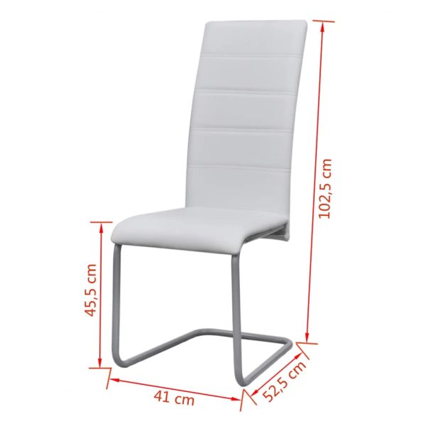 Cadeiras de jantar cantilever 6 pcs couro artificial branco - Image 8