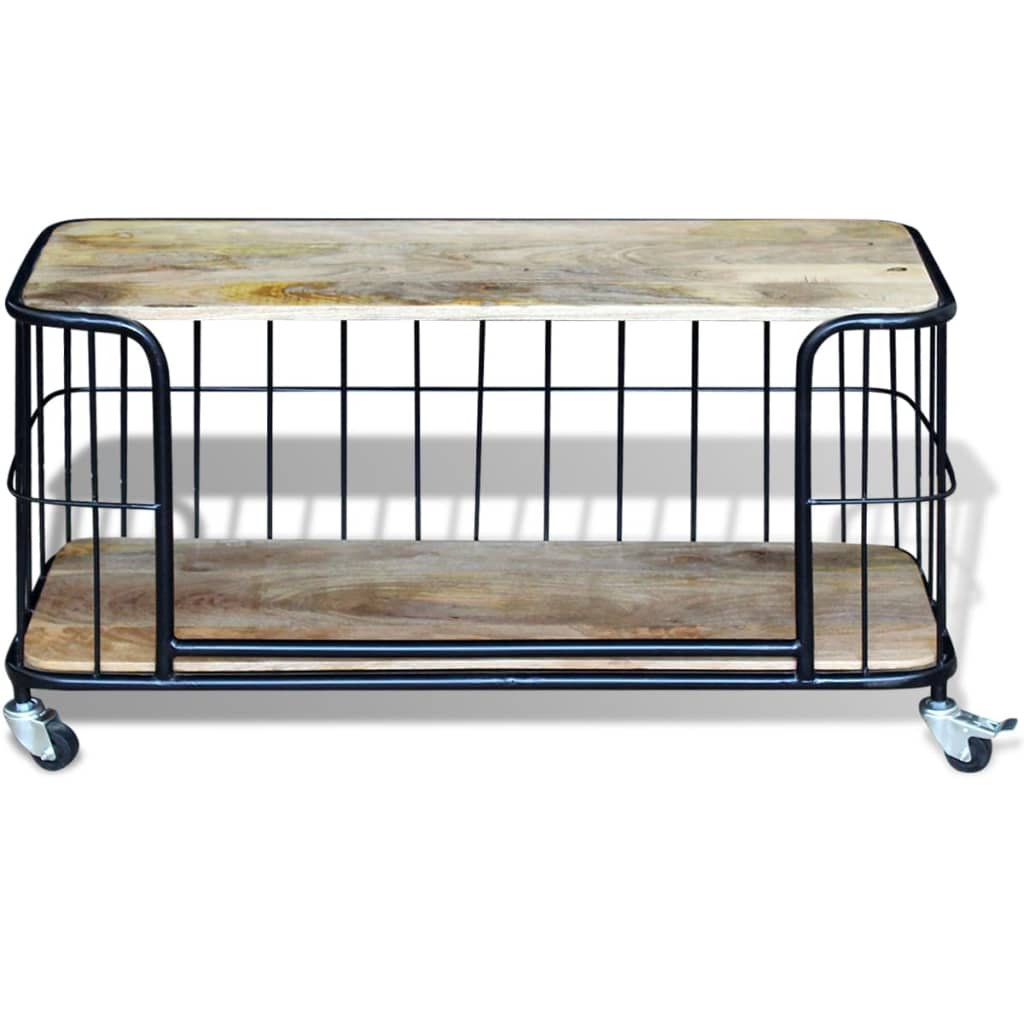 Armário TV madeira de mangueira sólida 100x40x45 cm - Image 6