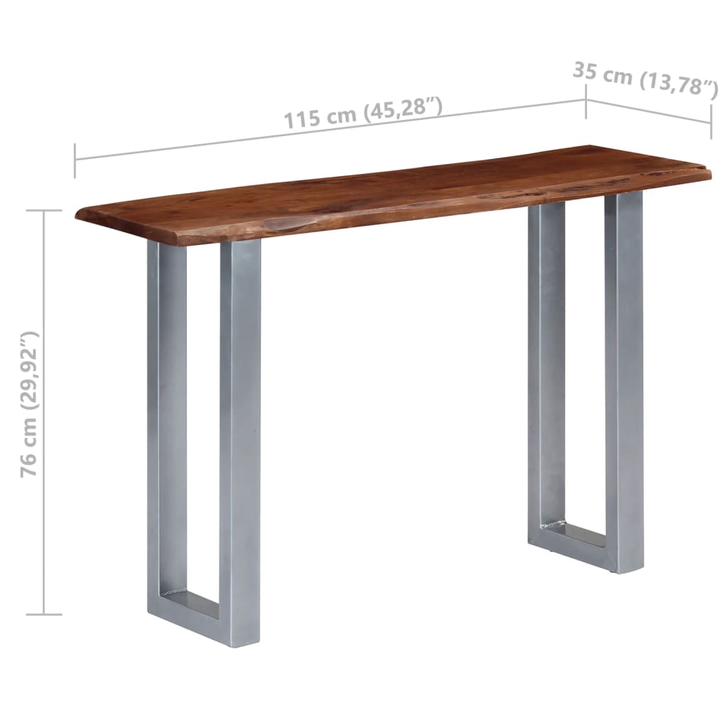 Mesa consola 115x35x76 cm madeira de acácia maciça e ferro - Image 7