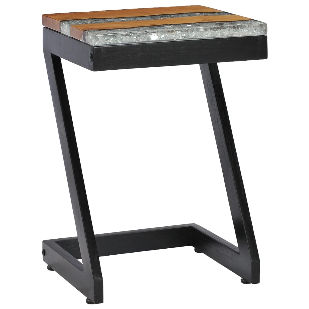 Mesa de centro 30x30x50 cm madeira de teca maciça e poliresina - Image 11