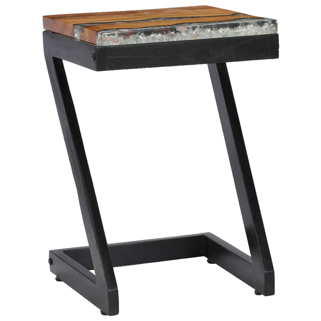 Mesa de centro 30x30x50 cm madeira de teca maciça e poliresina - Image 12