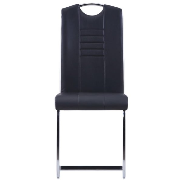 Cadeiras de jantar cantilever 2 pcs couro artificial preto - Image 3