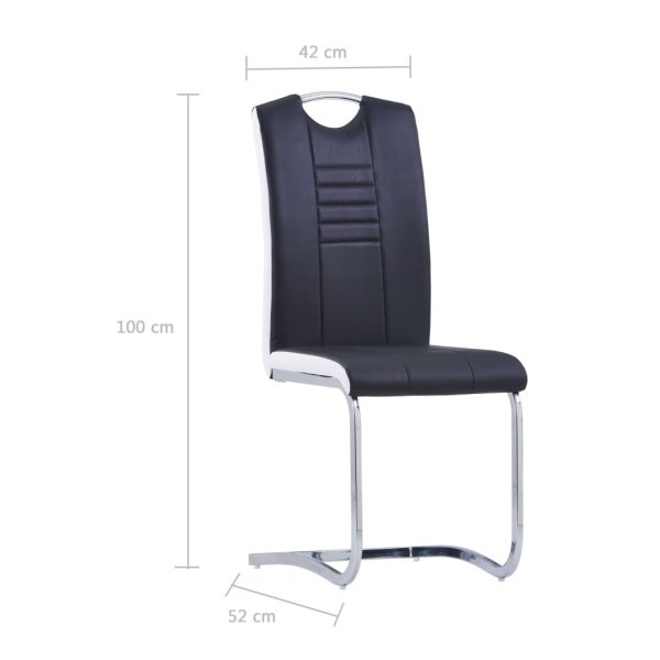 Cadeiras de jantar cantilever 2 pcs couro artificial preto - Image 6