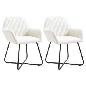 Cadeiras de jantar 2 pcs tecido cor creme