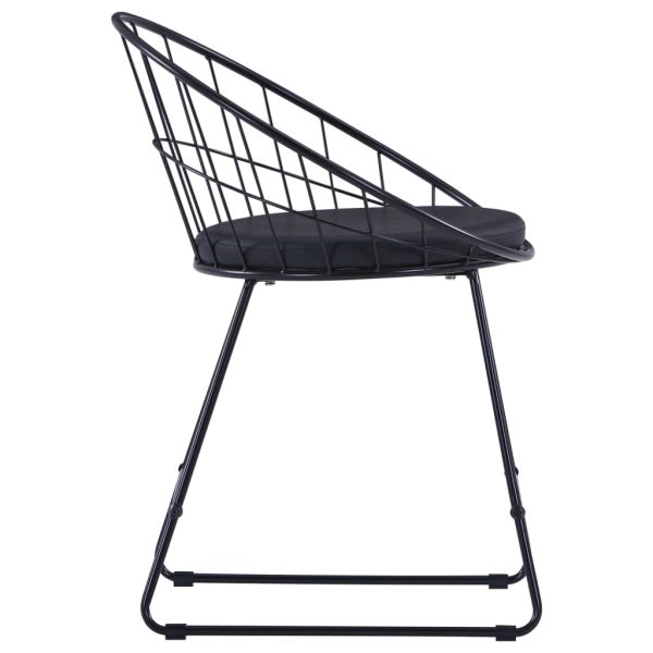 Cadeiras jantar c/ assentos em couro artificial 4 pcs aço preto - Image 4