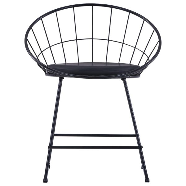 Cadeiras jantar c/ assentos em couro artificial 6 pcs aço preto - Image 2