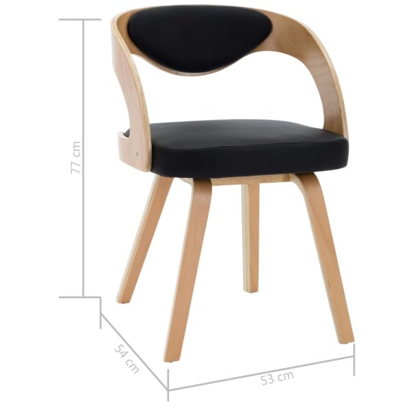 Cadeiras jantar 2 pcs madeira curvada e couro artificial preto - Image 6