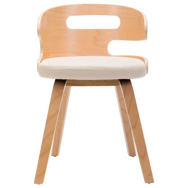 Cadeiras jantar 2 pcs madeira curvada e couro artificial creme - Image 2