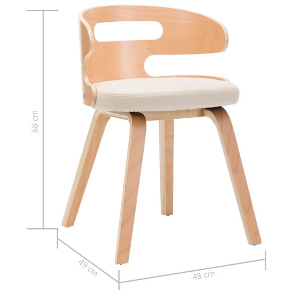 Cadeiras jantar 2 pcs madeira curvada e couro artificial creme - Image 6