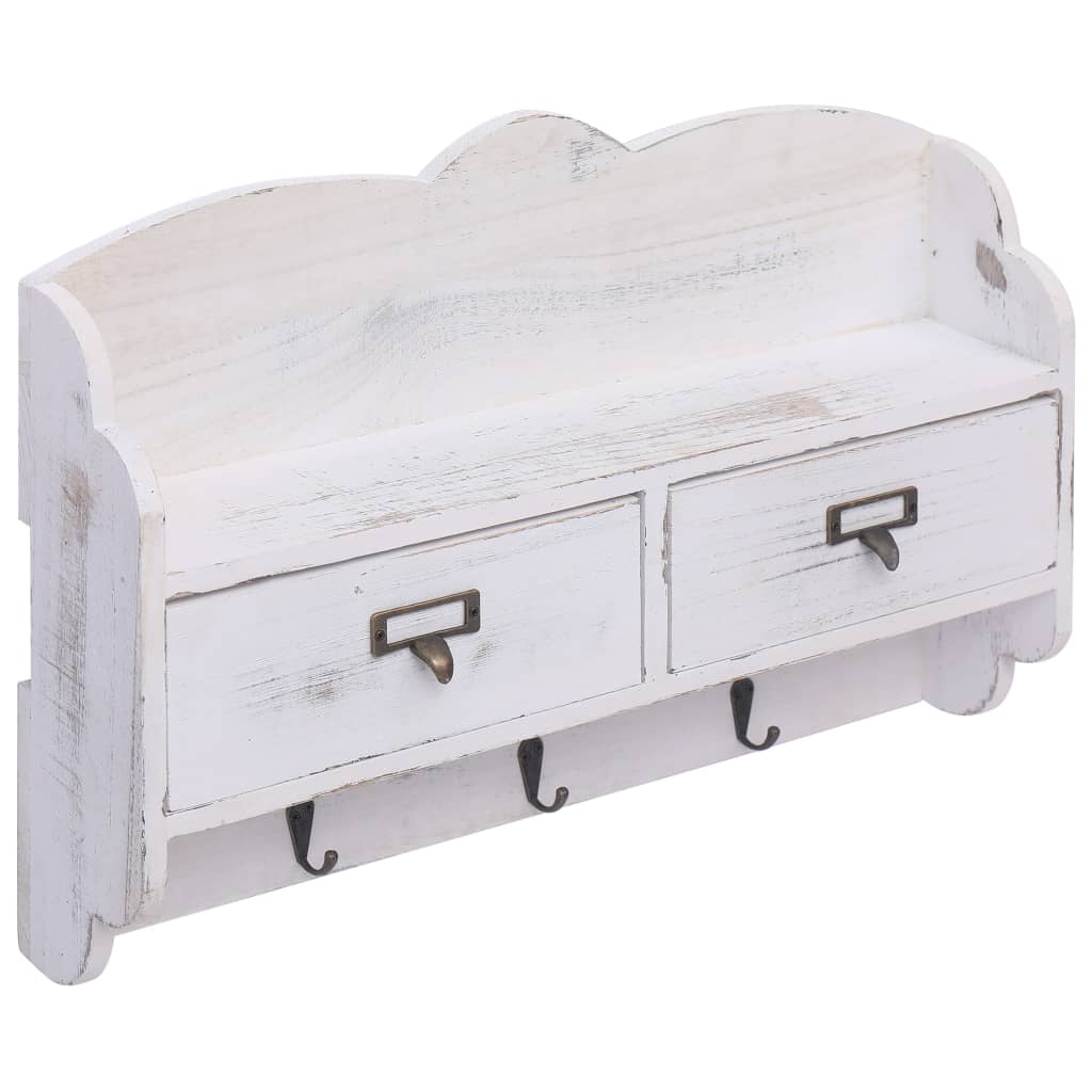Cabide de parede 50x10x34 cm madeira branco - Image 2