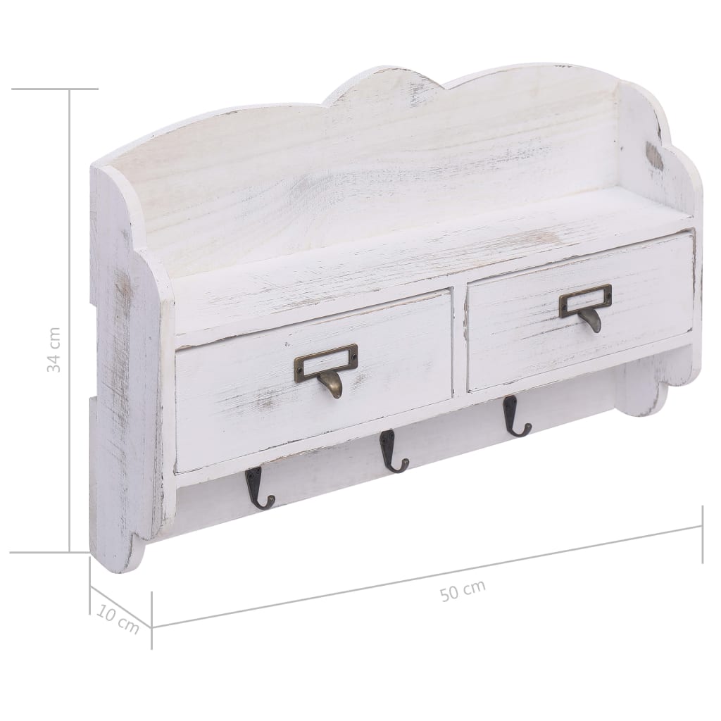 Cabide de parede 50x10x34 cm madeira branco - Image 8