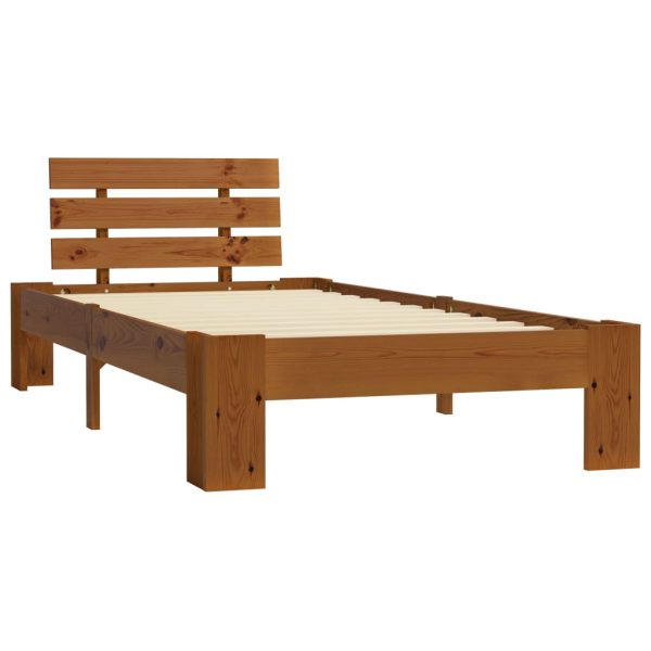 Estrutura de cama 90x200 cm pinho maciço castanho mel - Image 2