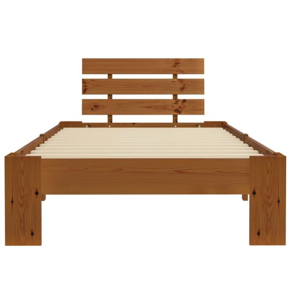 Estrutura de cama 90x200 cm pinho maciço castanho mel - Image 3