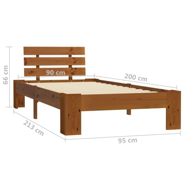 Estrutura de cama 90x200 cm pinho maciço castanho mel - Image 7