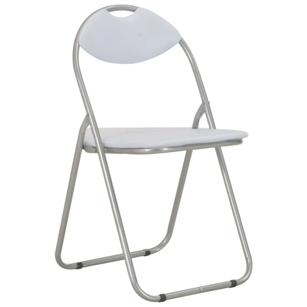 Cadeiras de jantar dobráveis 2 pcs couro artificial branco - Image 2