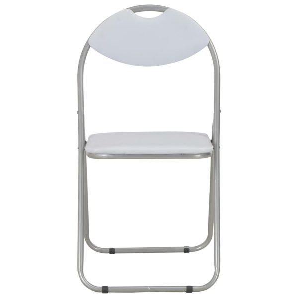 Cadeiras de jantar dobráveis 2 pcs couro artificial branco - Image 3