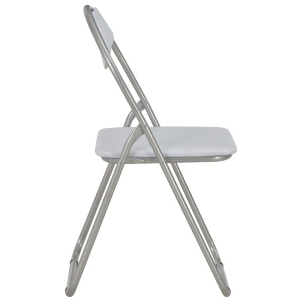 Cadeiras de jantar dobráveis 2 pcs couro artificial branco - Image 4