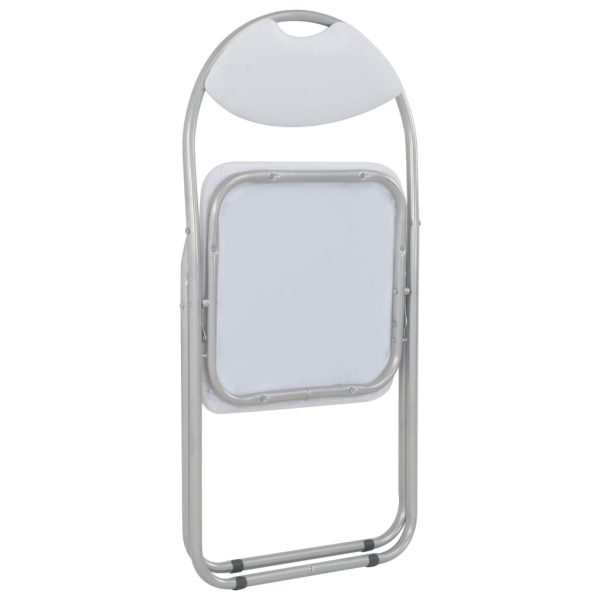 Cadeiras de jantar dobráveis 2 pcs couro artificial branco - Image 5