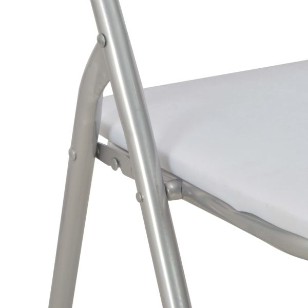 Cadeiras de jantar dobráveis 2 pcs couro artificial branco - Image 6