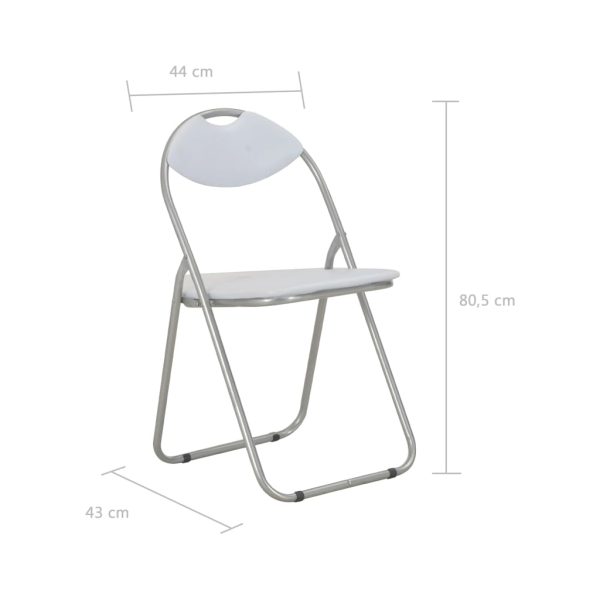 Cadeiras de jantar dobráveis 2 pcs couro artificial branco - Image 7