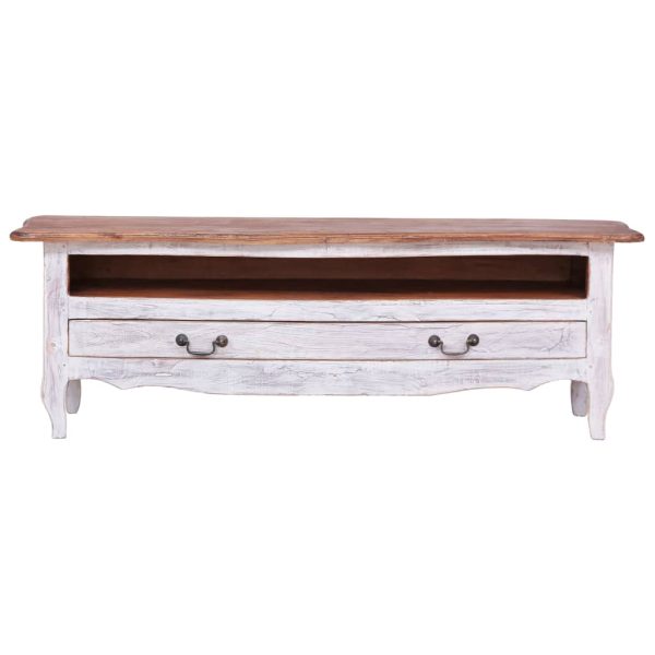 Móvel de TV 120x30x40 cm madeira de mogno maciça branco - Image 3