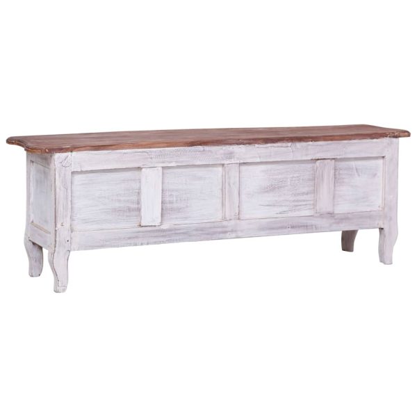 Móvel de TV 120x30x40 cm madeira de mogno maciça branco - Image 4