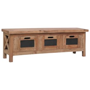 Móvel de TV com 3 gavetas 120x30x40 cm madeira de mogno maciça