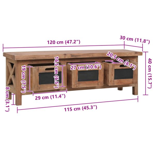 Móvel de TV com 3 gavetas 120x30x40 cm madeira de mogno maciça - Image 9