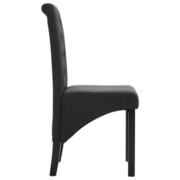 Cadeiras de jantar 4 pcs tecido cinzento-escuro - Image 4