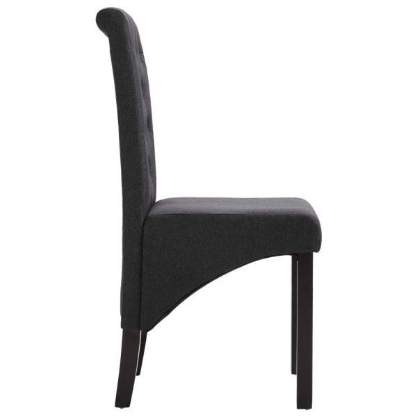 Cadeiras de jantar 6 pcs tecido cinzento-escuro - Image 4