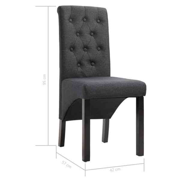 Cadeiras de jantar 6 pcs tecido cinzento-escuro - Image 8
