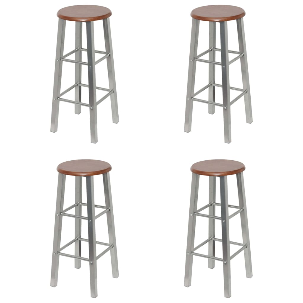 Bancos de bar 4 pcs MDF prateado e castanho