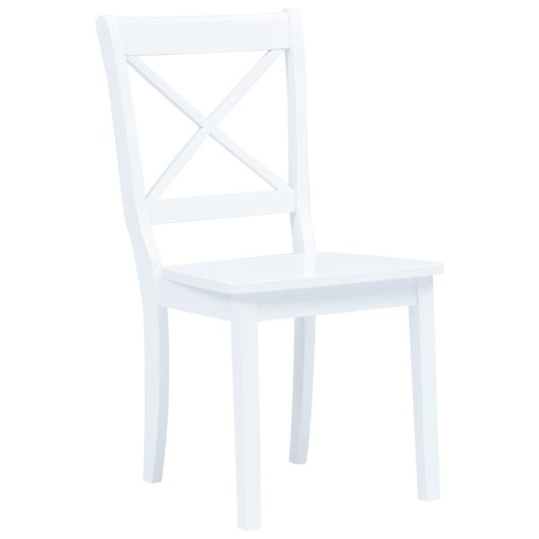 Cadeiras de jantar 6 pcs seringueira maciça branco - Image 2