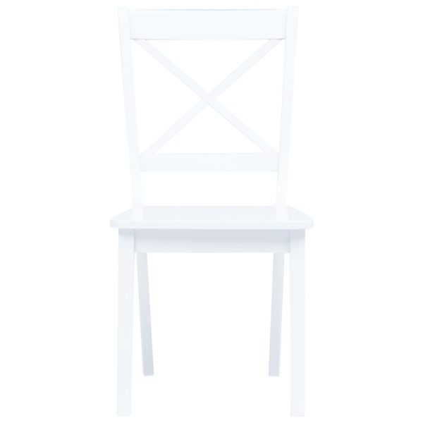 Cadeiras de jantar 6 pcs seringueira maciça branco - Image 4