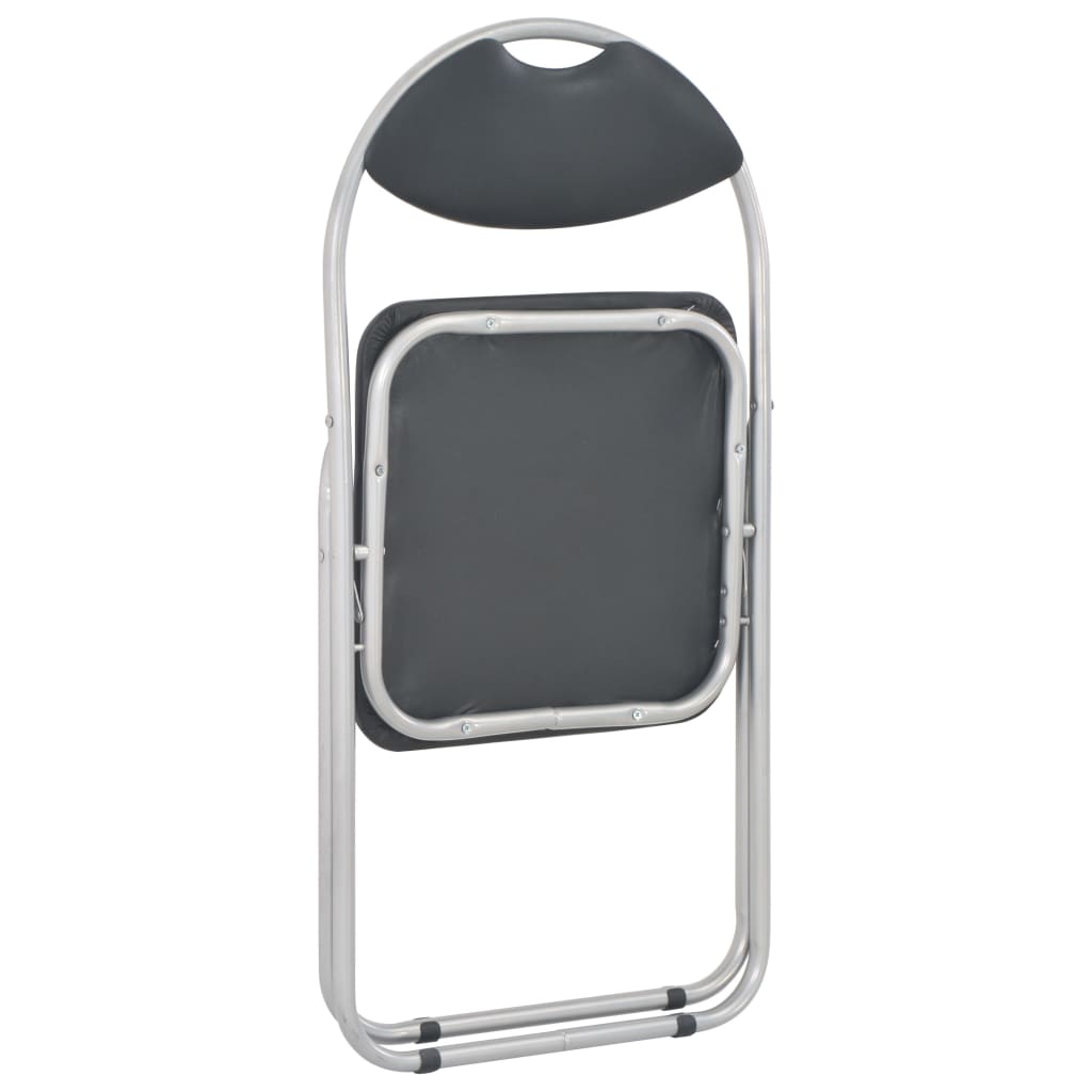 Cadeiras de jantar dobráveis 6 pcs couro artificial preto - Image 5