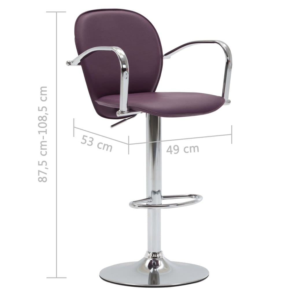 Bancos de bar com apoios de braços 2 pcs couro artificial roxo - Image 8