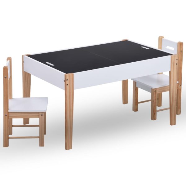Mesa c/ quadro/arrumação desenho e cadeiras 3 pcs preto/branco - Image 3