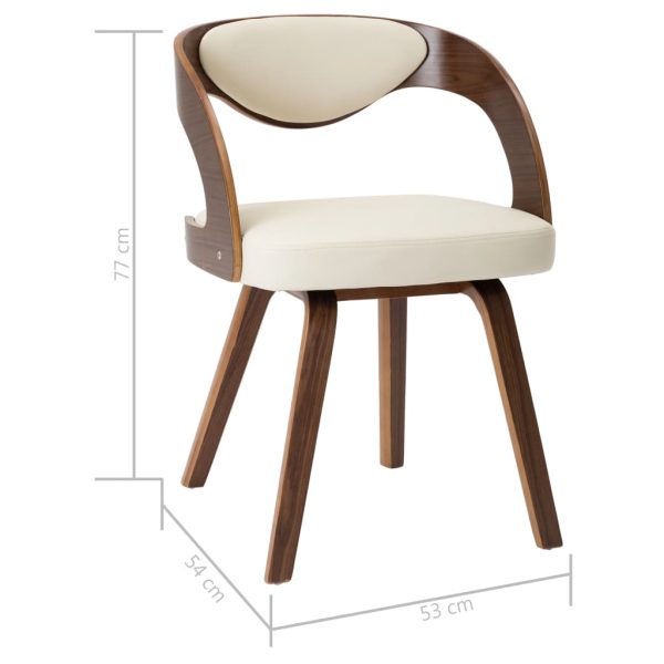 Cadeiras jantar 4 pcs madeira curvada e couro artificial creme - Image 6