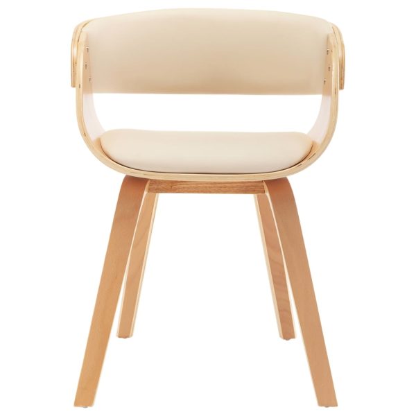 Cadeiras jantar 2 pcs madeira curvada e couro artificial creme - Image 2
