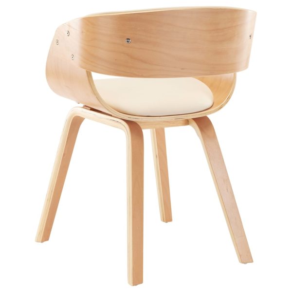Cadeiras jantar 2 pcs madeira curvada e couro artificial creme - Image 4