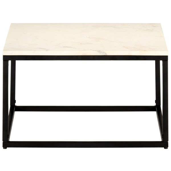 Mesa centro 60x60x35cm pedra genuína textura mármore branco - Image 2