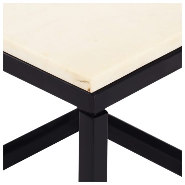 Mesa centro 60x60x35cm pedra genuína textura mármore branco - Image 3