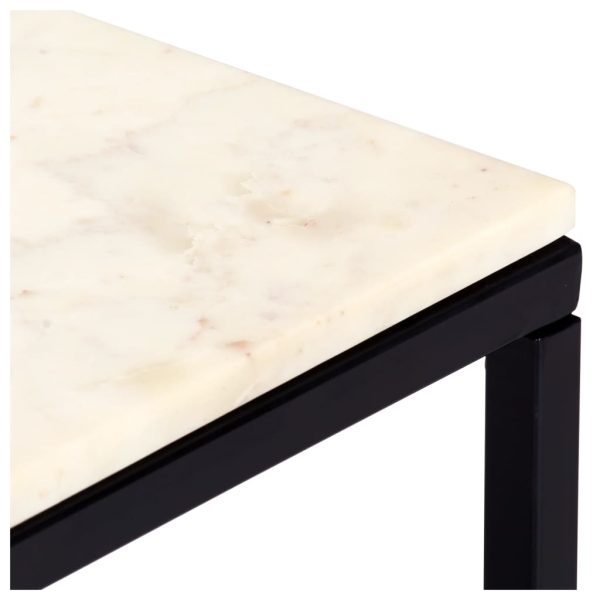 Mesa centro 60x60x35cm pedra genuína textura mármore branco - Image 4