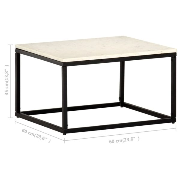 Mesa centro 60x60x35cm pedra genuína textura mármore branco - Image 6