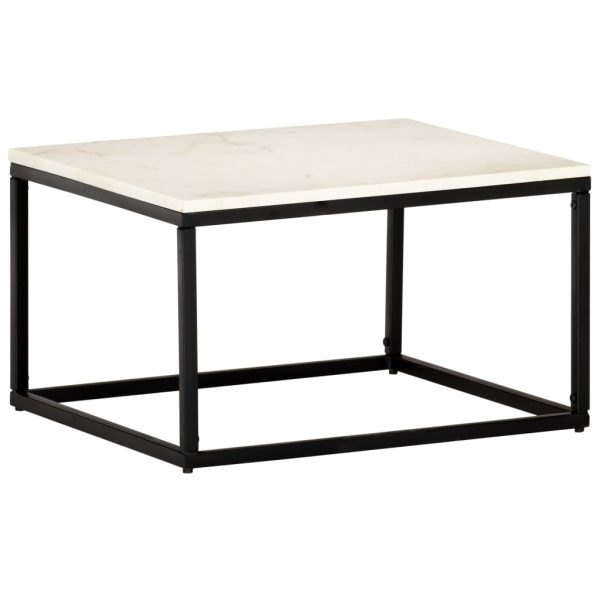 Mesa centro 60x60x35cm pedra genuína textura mármore branco - Image 7