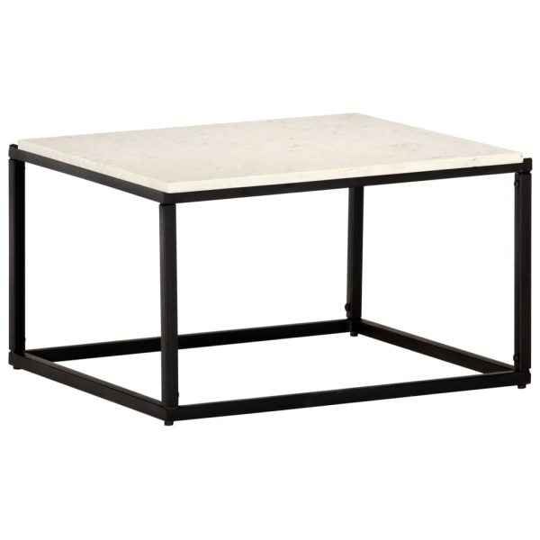 Mesa centro 60x60x35cm pedra genuína textura mármore branco - Image 8