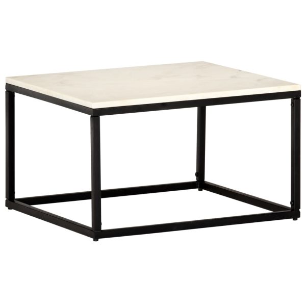 Mesa centro 60x60x35cm pedra genuína textura mármore branco - Image 9