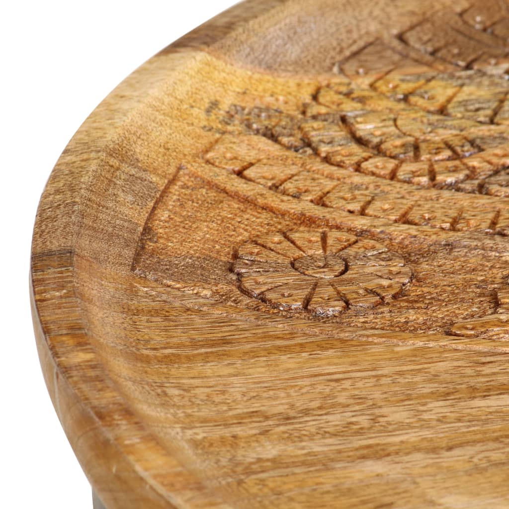 Mesas de apoio redondas 2 pcs madeira mangueira maciça e aço - Image 6