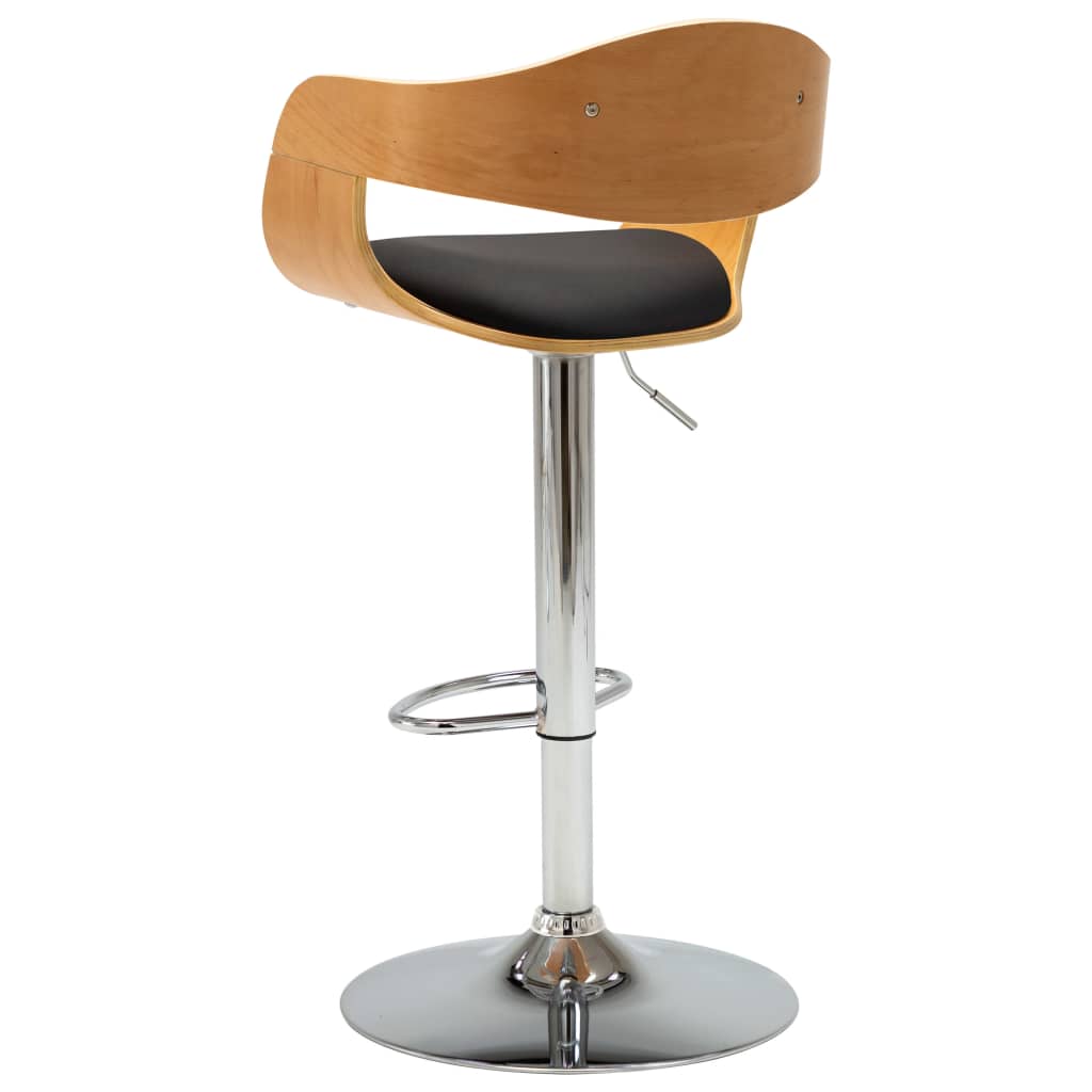 Bancos de bar 2 pcs madeira curvada e couro artificial preto - Image 5