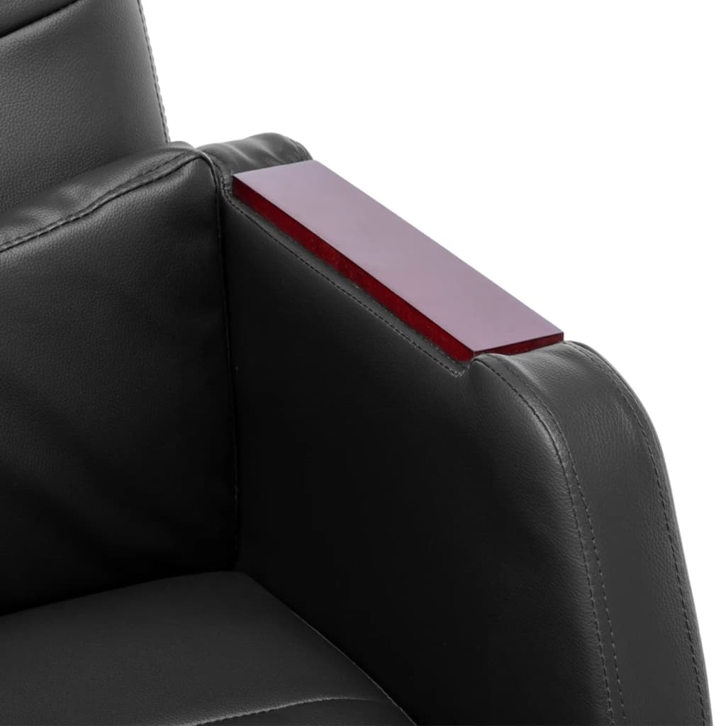 Cadeira de escritório em couro artificial preto - Image 7